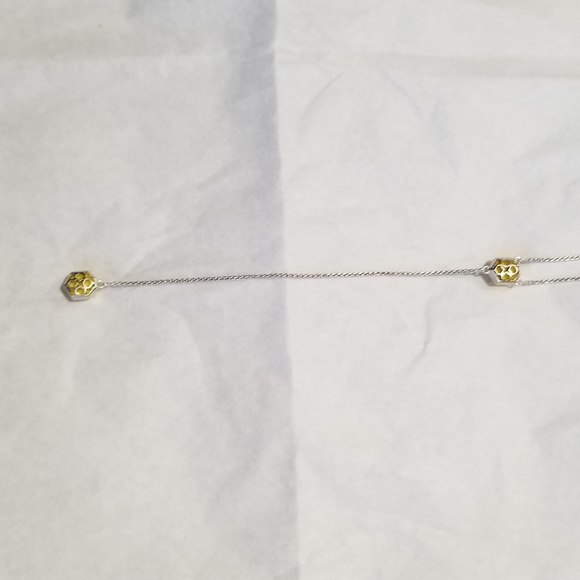 Yellow Kendra Scott Long Y Necklace Silver Rhodium Long Dainty Drop Necklace - Picture 4 of 6